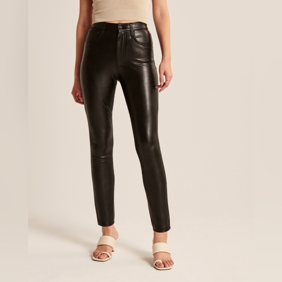 Abercrombie & Fitch Pants - Abercrombie & Fitch Vegan Leather The Skinny High Rise Curve Love Black Sz 29|8S